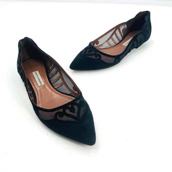 Tabitha Simmons Shoes - Tabitha Simmons Augustine Pointed Toe Black Suede Mesh Ballet Flats Size 37